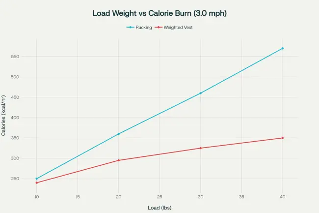 calorie burn at different loads for rucking and weighted vest